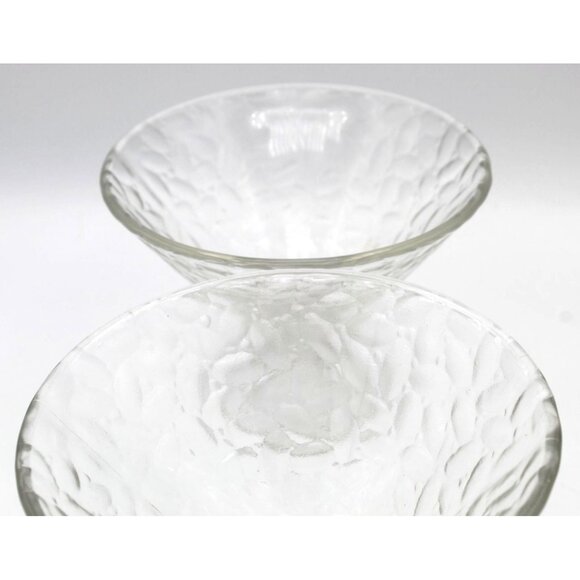 Ice Cream Dish Set of 2  Crackle Pattern Glass Large Clear Vintage Cone Shaped - Picture 9 of 10